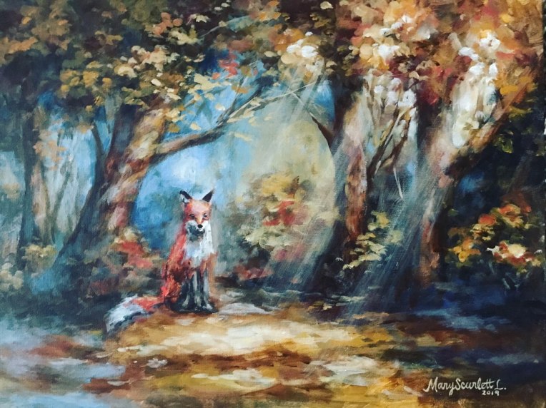fox forest clearing painting